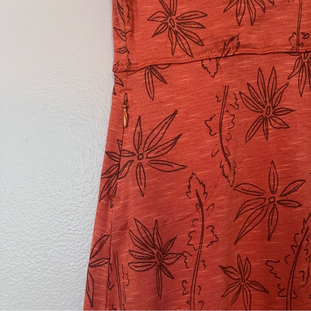 Toad & Co Rosemarie Organic Cotton A-Line Empire Waist Dress Orange Floral XS - Picture 4 of 9
